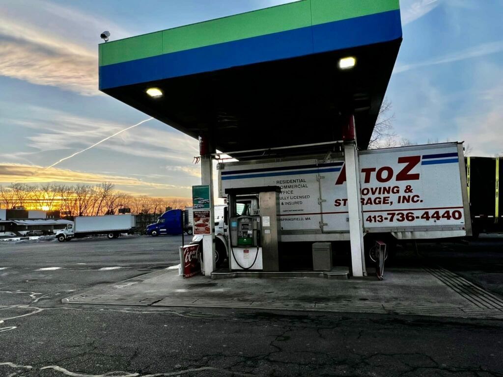 Truck Parked at Gasoline Station | West Springfield, MA | A to Z Moving & Storage