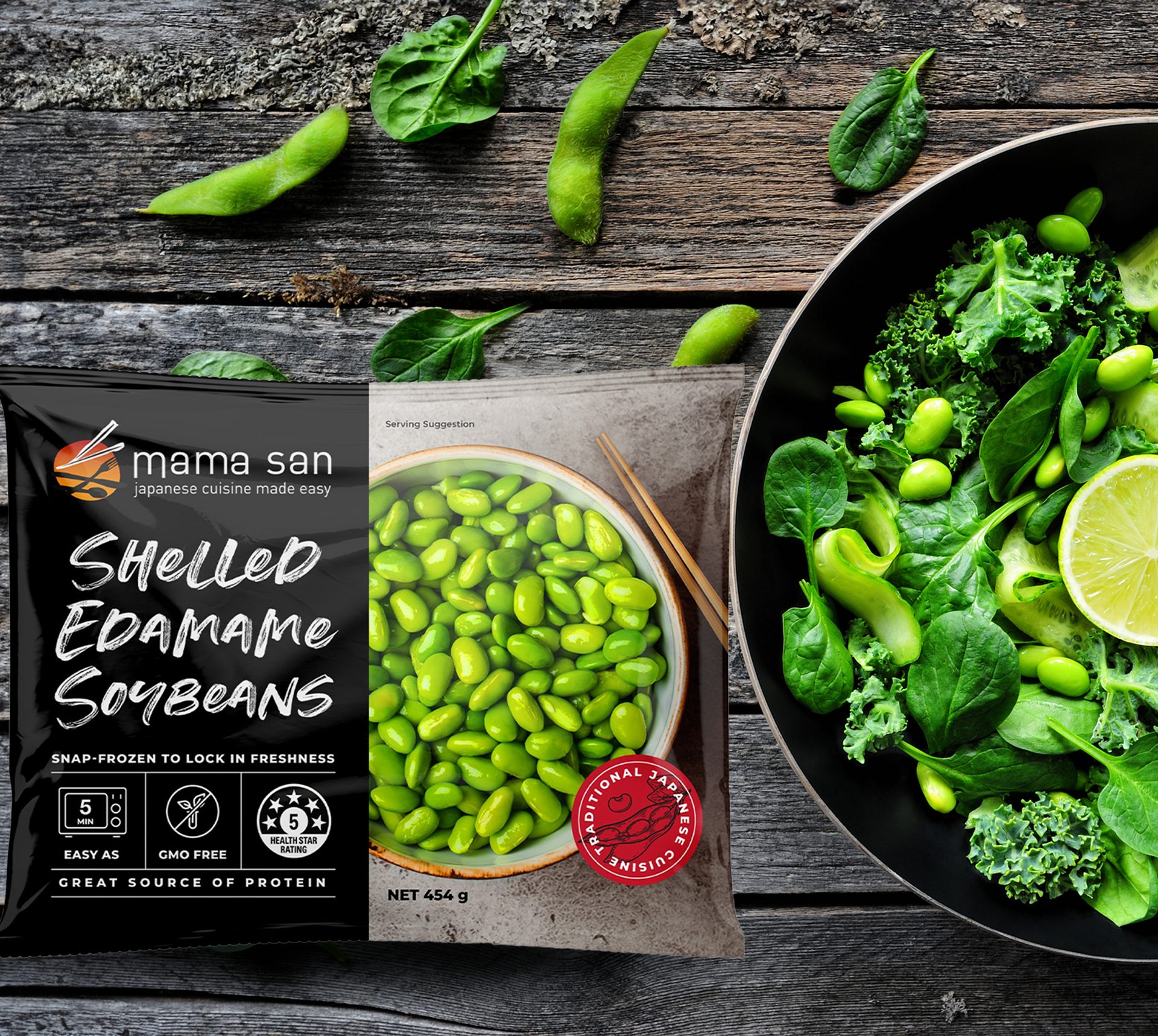 mama san EDAMAME SOYBEAN & KALE SALAD (INSPIRATION)