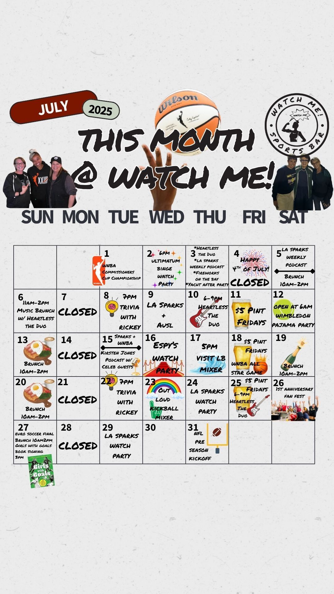 Watch Me! March 2025 Events Calendar