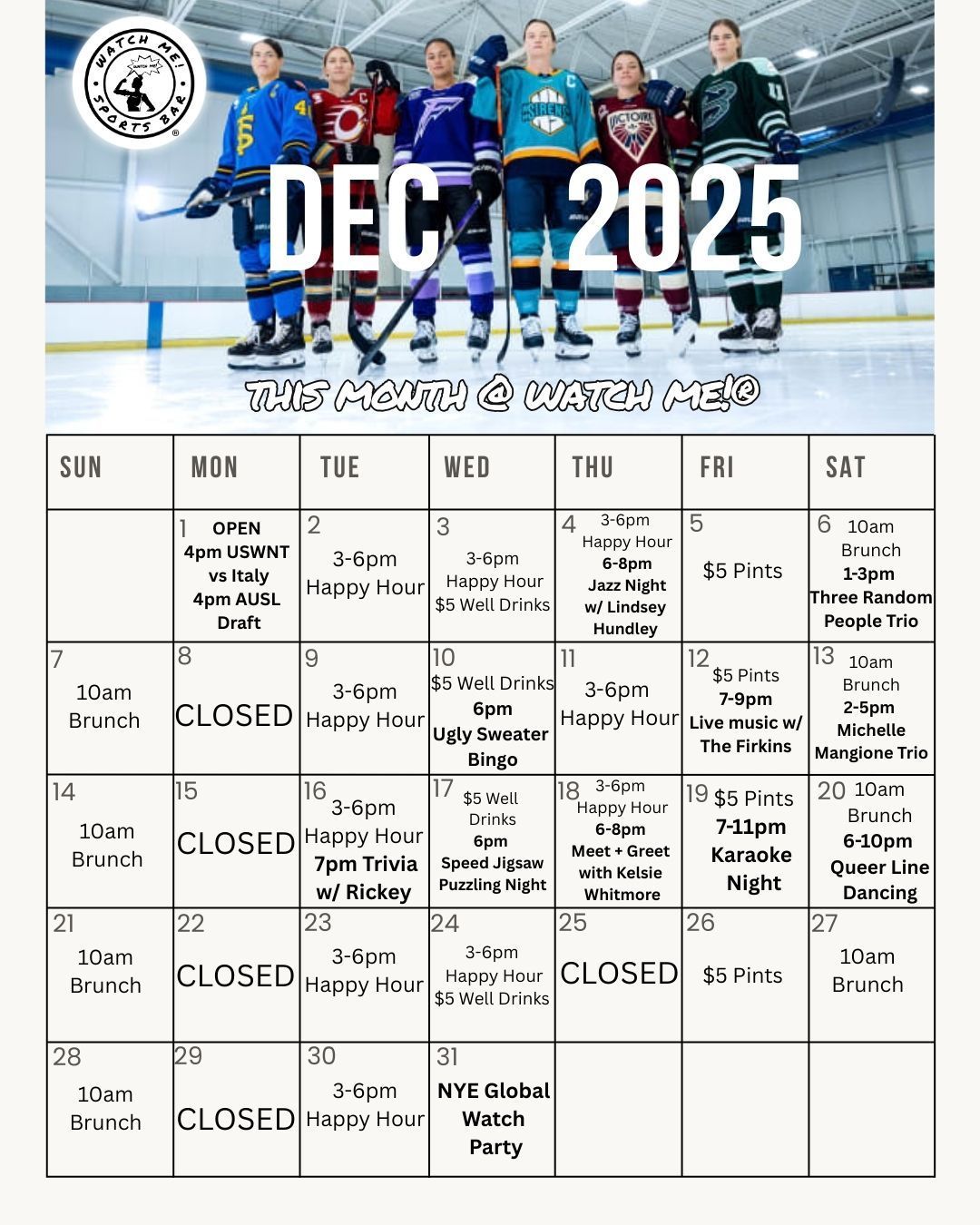 Watch Me! March 2025 Events Calendar