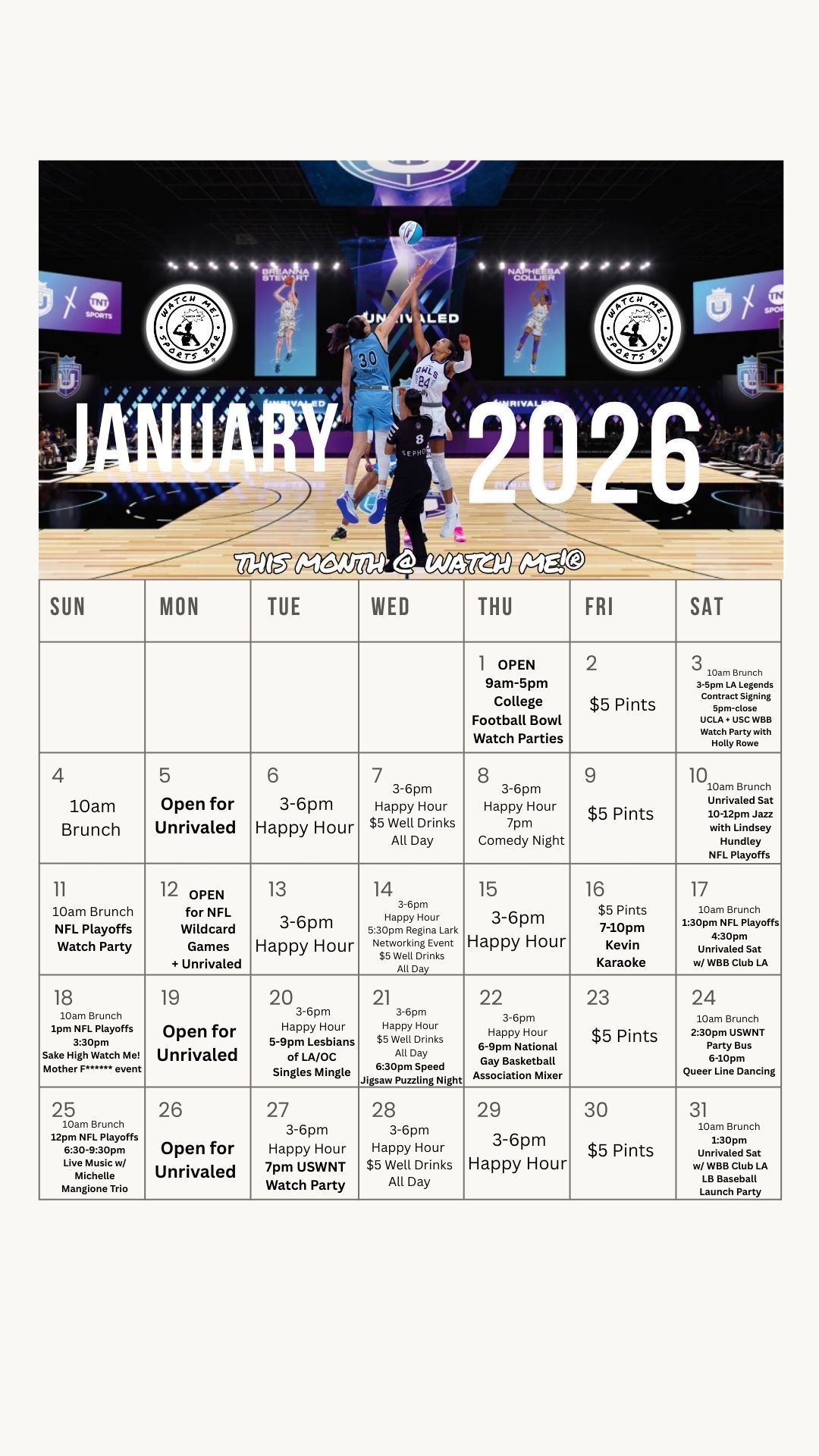 Watch Me! March 2025 Events Calendar