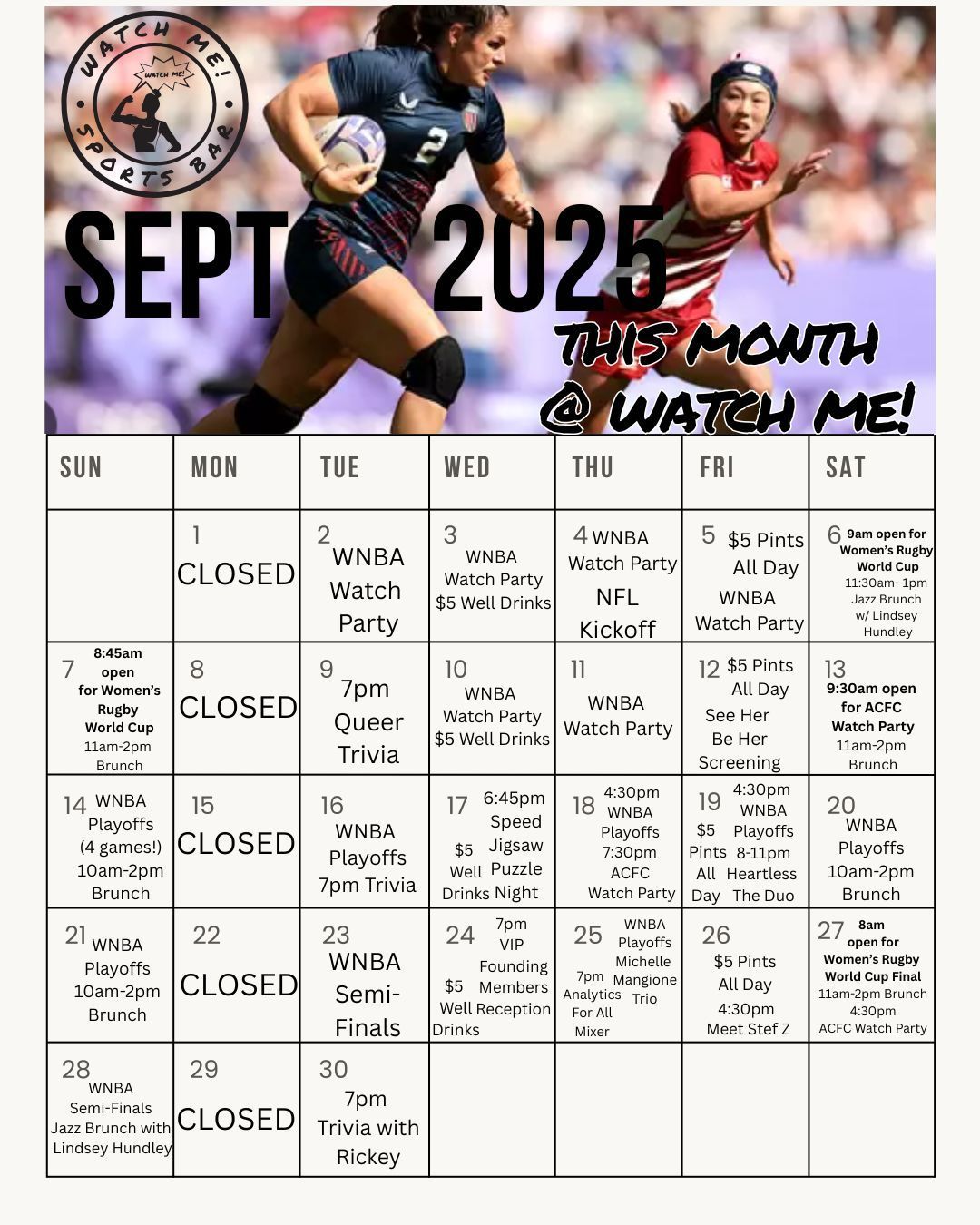 Watch Me! March 2025 Events Calendar
