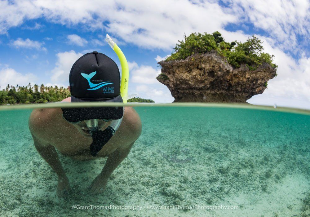 snorkelling with MWE cap