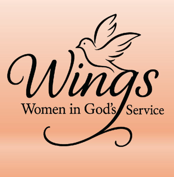 The logo for ladies in fellowship together is a pink circle on a black background.
