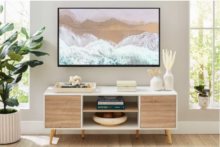 television beautifully mounted wall made of drywall material