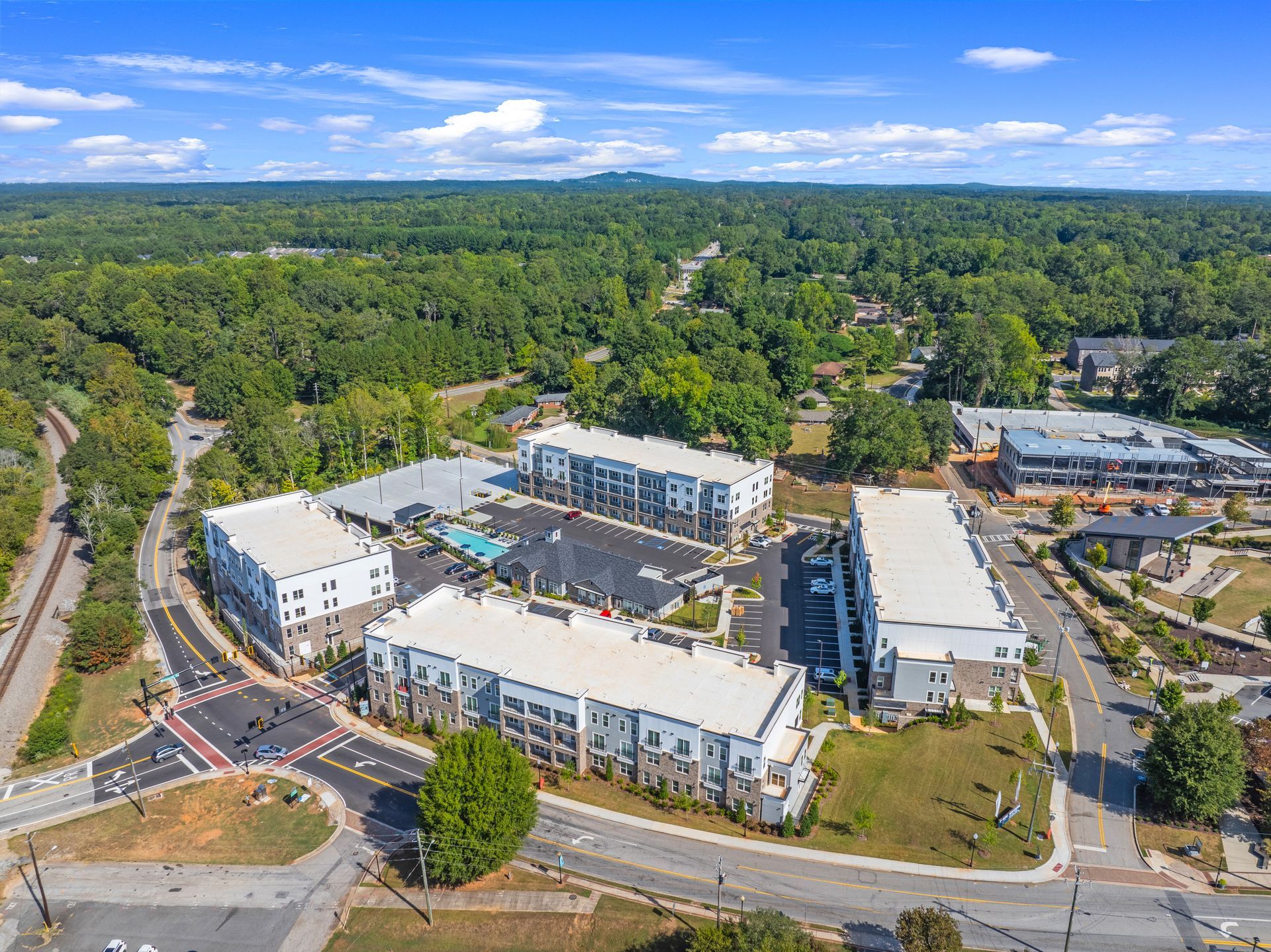Aerial shot of community at SpringSide in Powder Springs, GA.