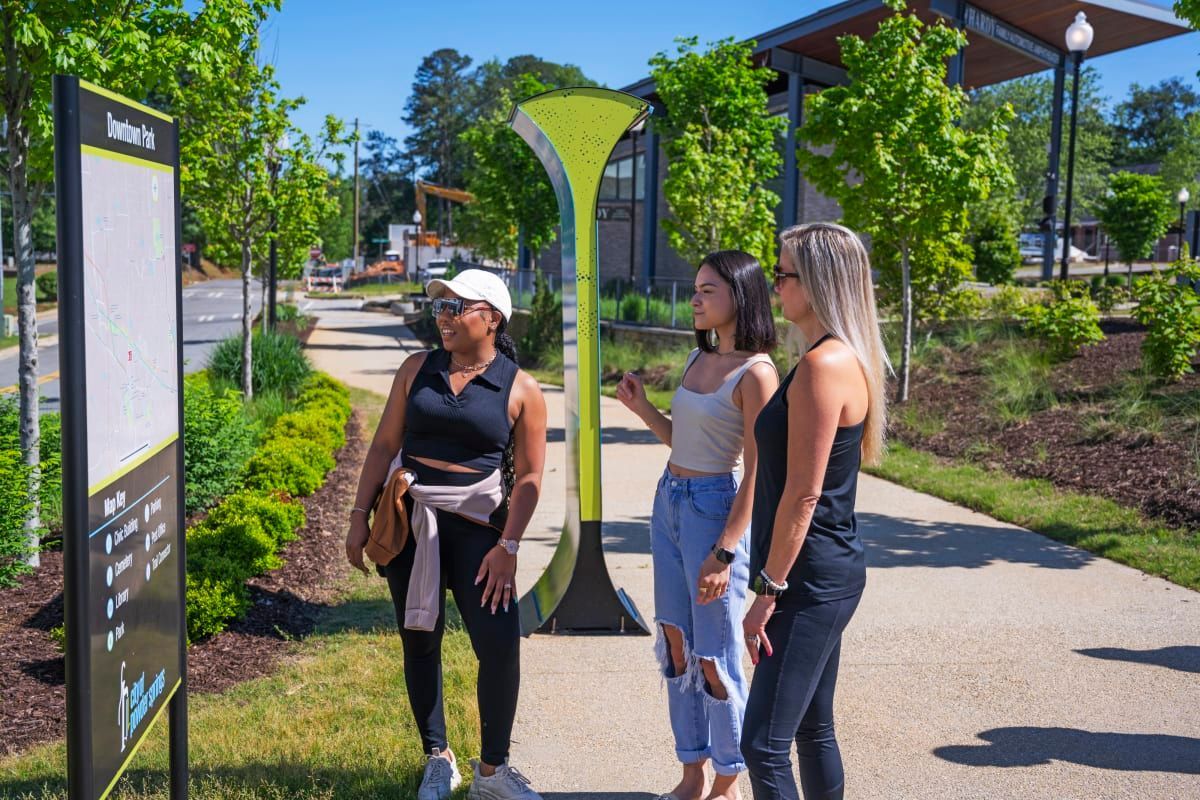 Friends talking at SpringSide in Powder Springs, GA.