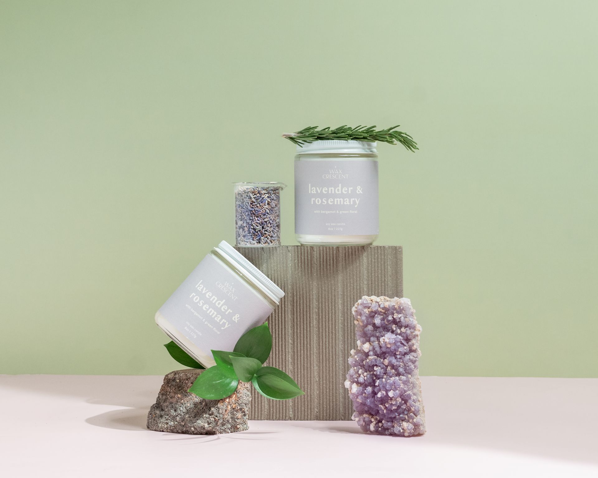 Wax Crescent  Lavender Rosemary Candle