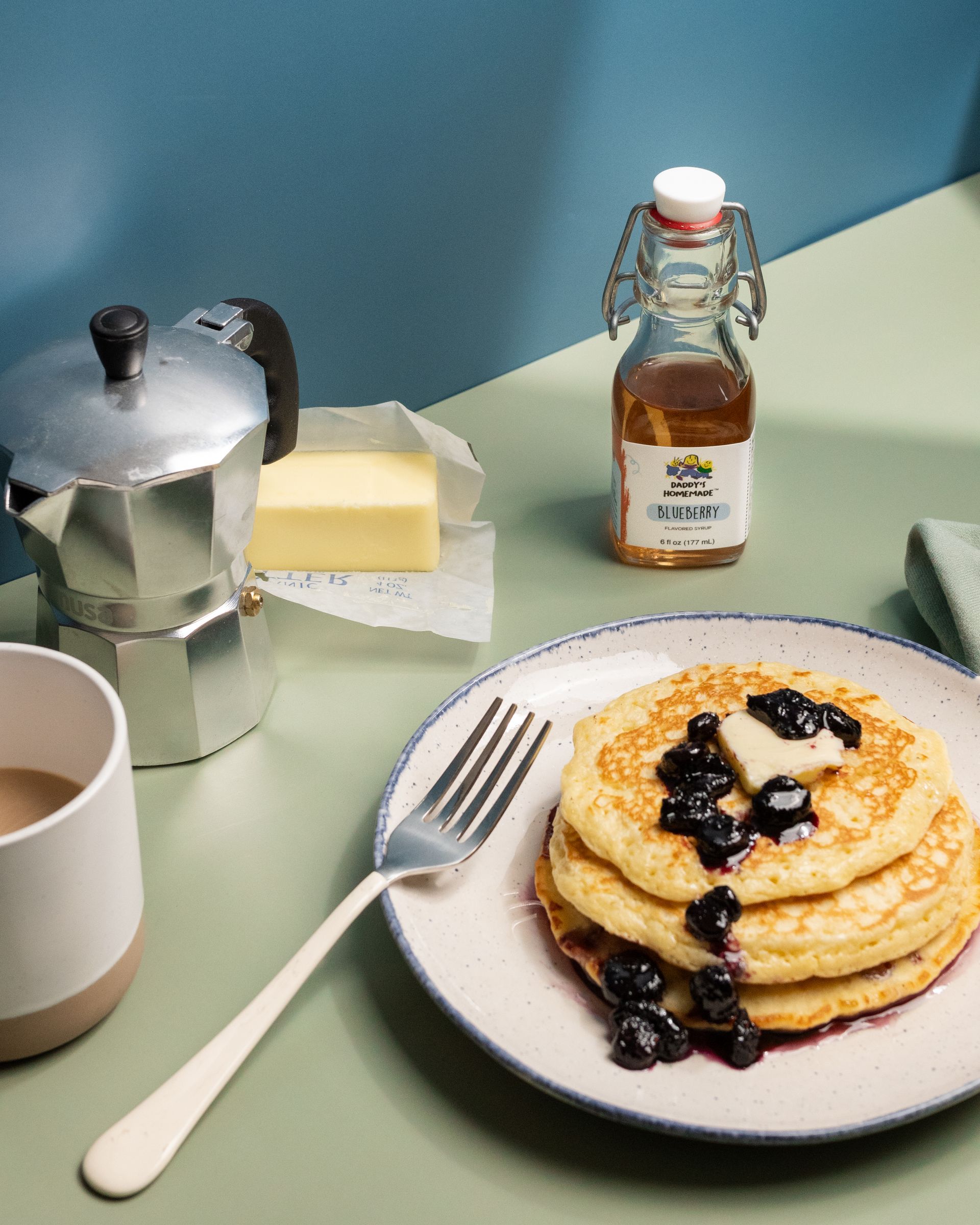 Daddy's Homemade Syrup Blueberry on Pancakes