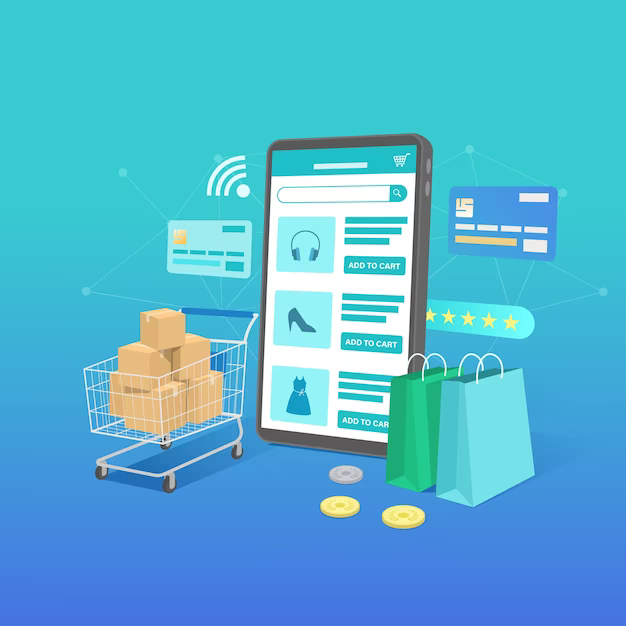 An online marketplace with a shopping cart.