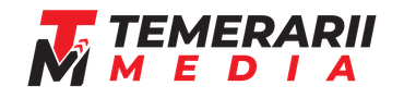 A red and black logo for temerarii media