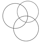 Three circles are intertwined on a white background.