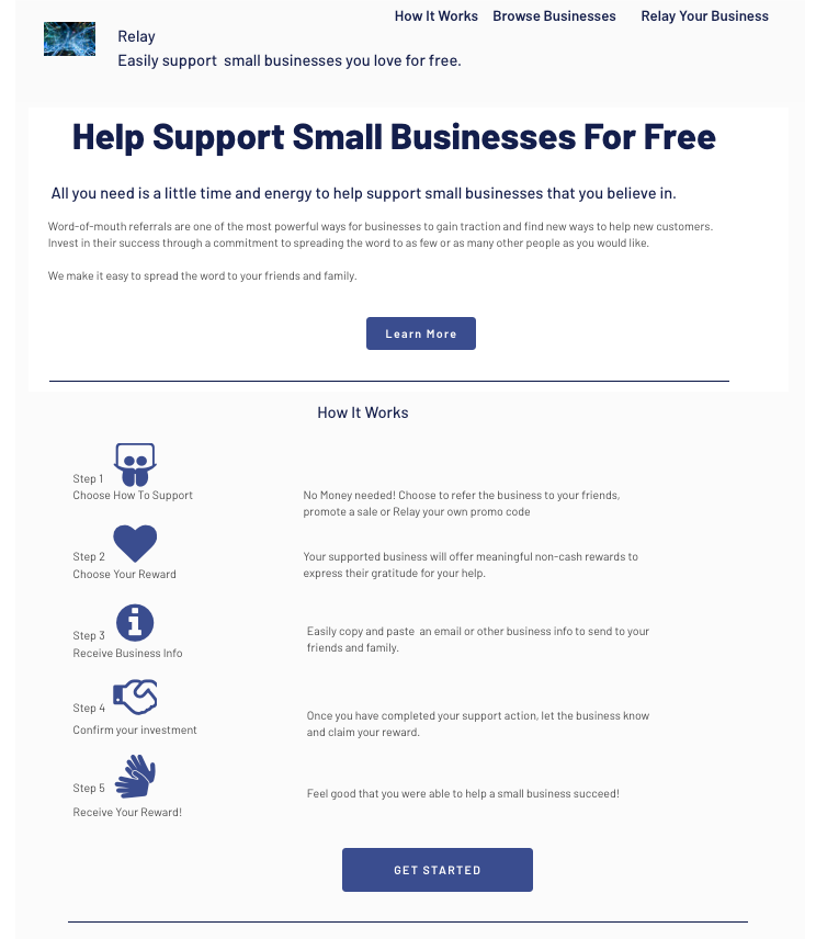 A screenshot of a website that says `` help support small businesses for free ''.