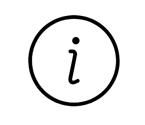 The letter i is in a circle on a white background.