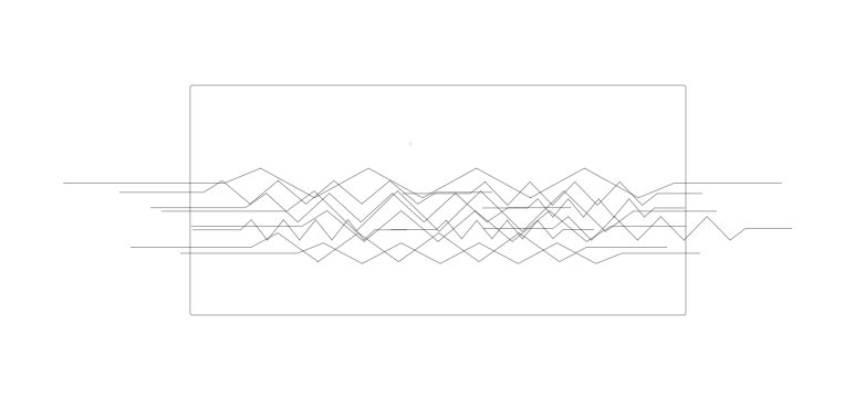A black and white drawing of a wave on a white background.
