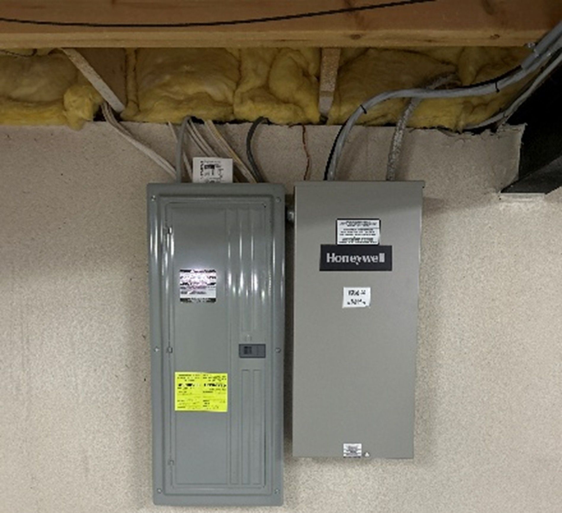 Generator panel installed next to electrical panel Generator panel installed next to electrical panel