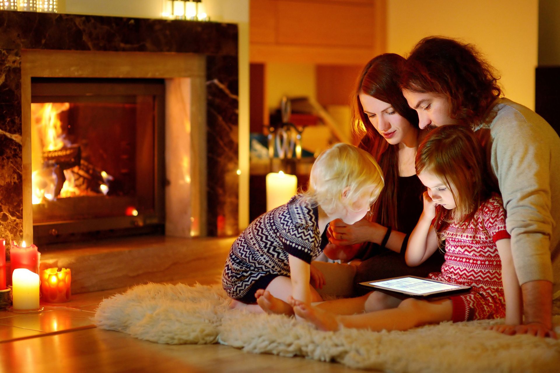 Family is Sitting on the Floor — Madison Heights, MI — Family Heating, Cooling, & Electrical, Inc