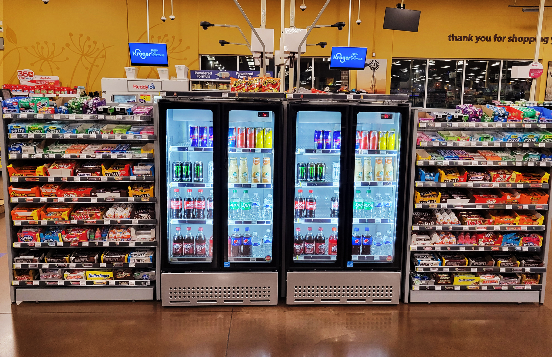 Kroger coolers and queuing 