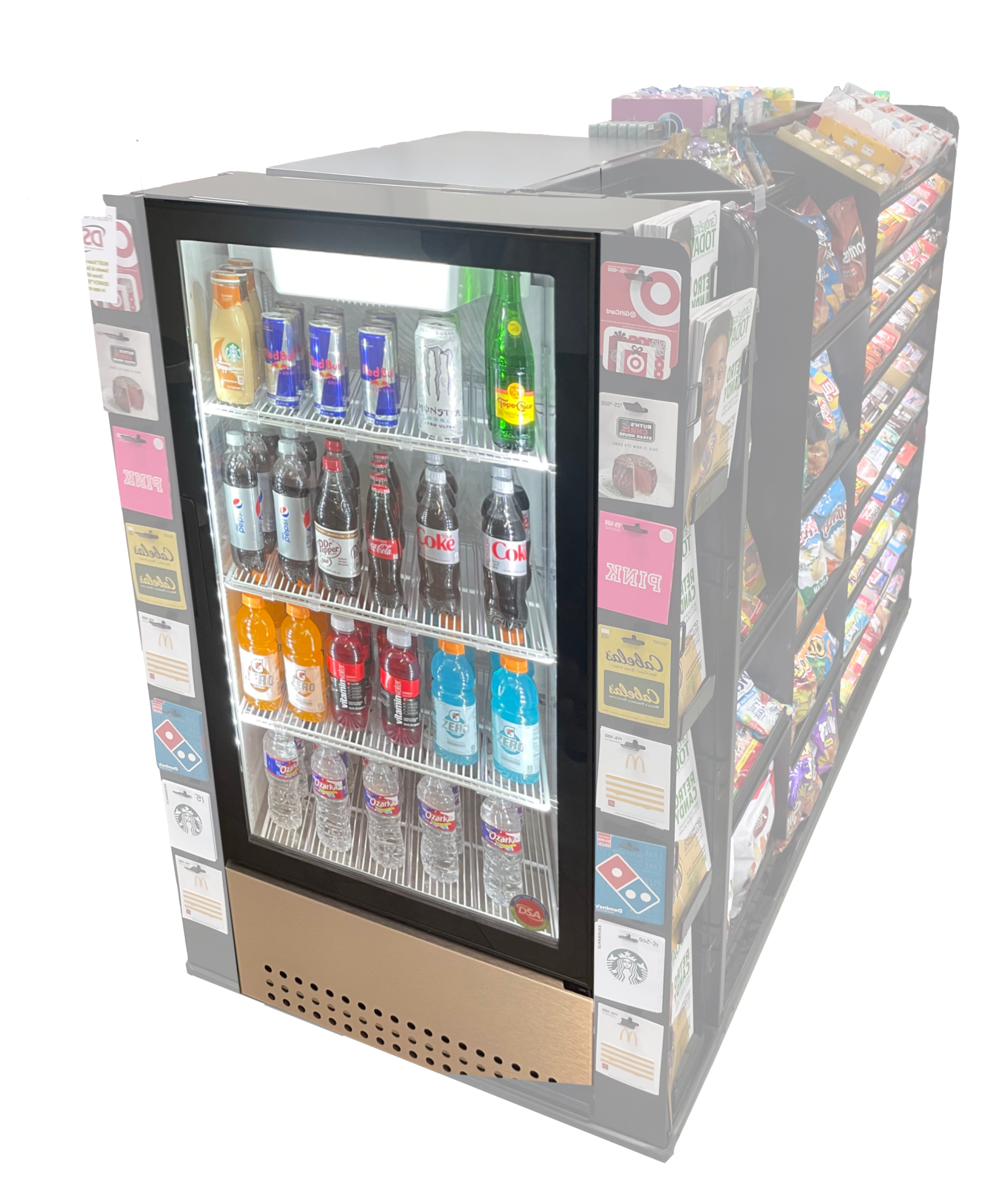Refrigerator for checkout lanes