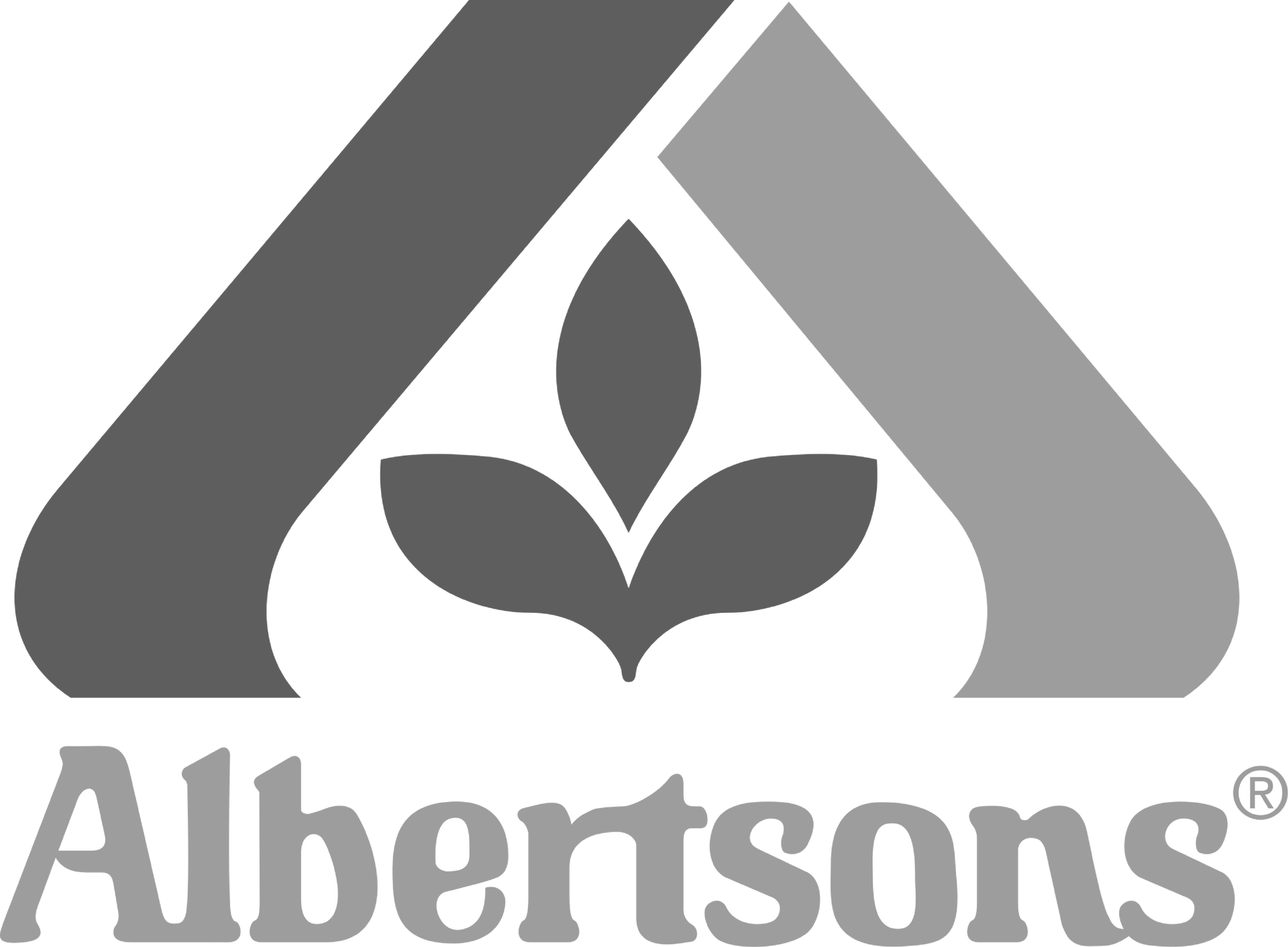 A blue albertsons logo with a plant in the middle