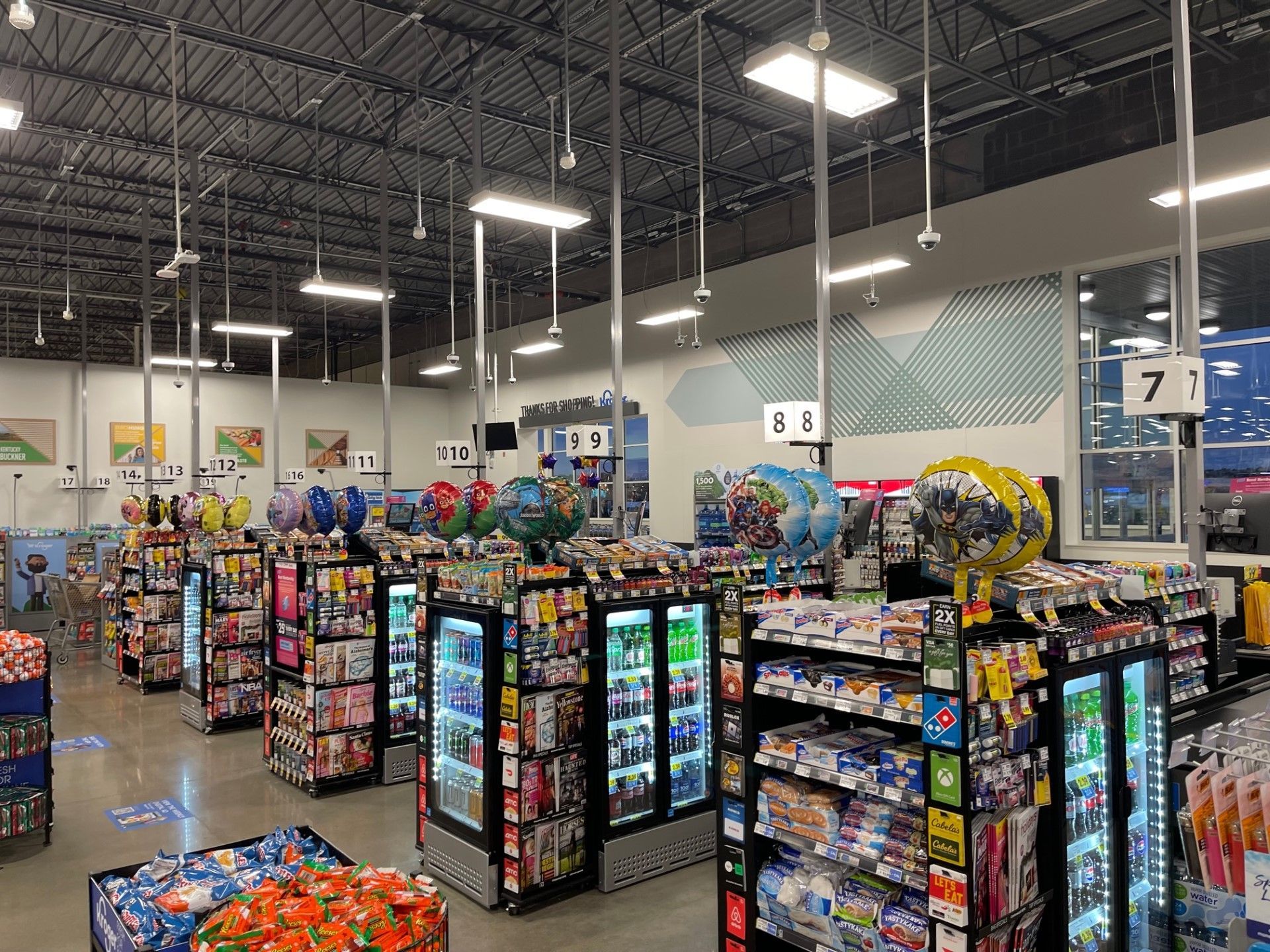 Kroger full checkout solution with racks and coolers