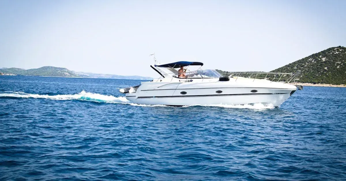 White Motorboat on Blue Water, Near a Green Hillside — Rod's Engineering & Lifetime Trailers in Bli Bli, QLD