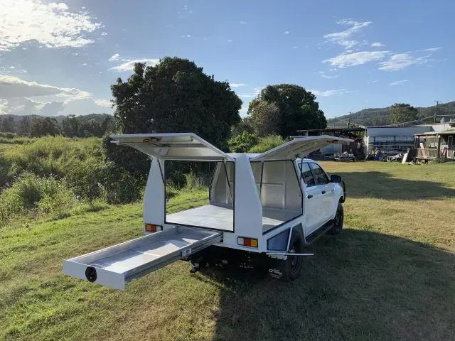 White Truck With a Utility Bed and Open Doors — Rod's Engineering & Lifetime Trailers in Bli Bli, QLD