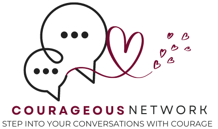 Logo: Speech bubbles and heart with "Courageous Network."