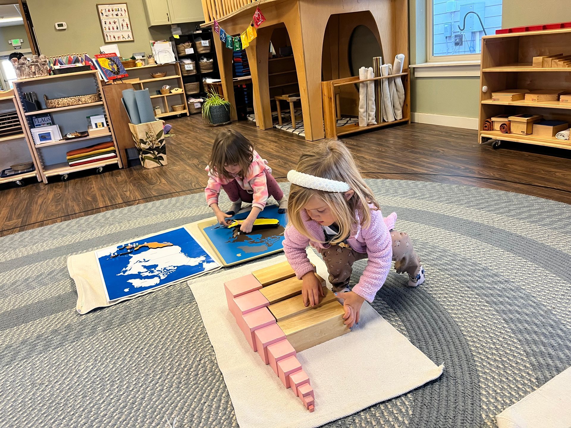Montessori child working in the classroom