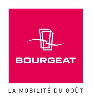 Un logo pour bourgeat la mobilité du goût sur fond rose.