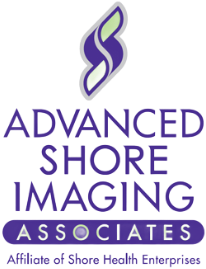Logo for Advanced Shore Imaging Associates, purple and green abstract design above text.