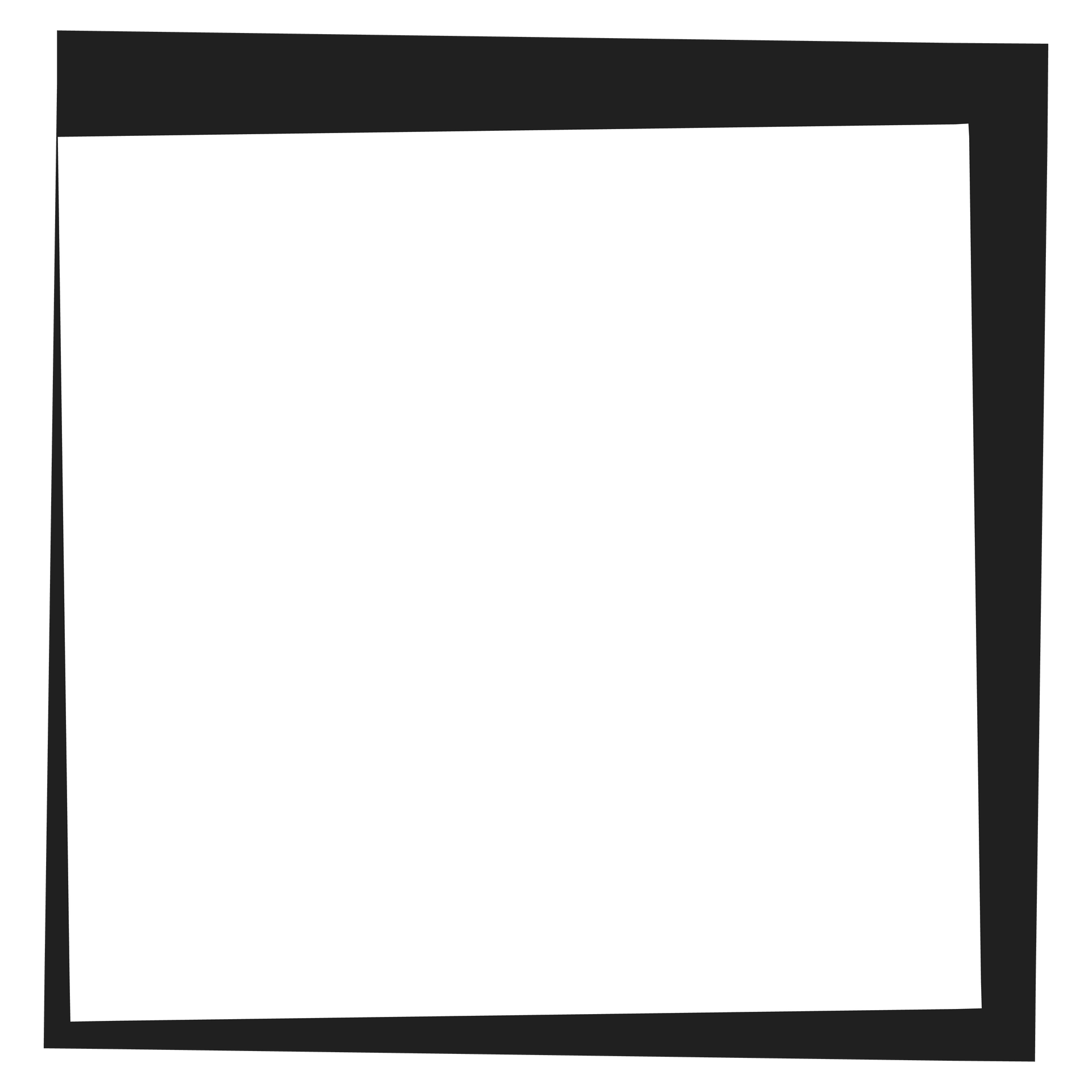 A black and white square frame on a white background.