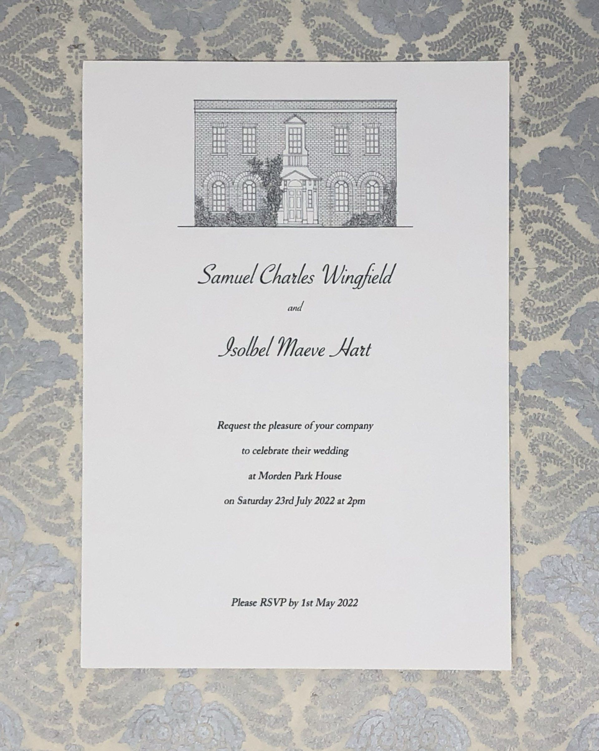 bbespoke custom hand drawn wedding invitation