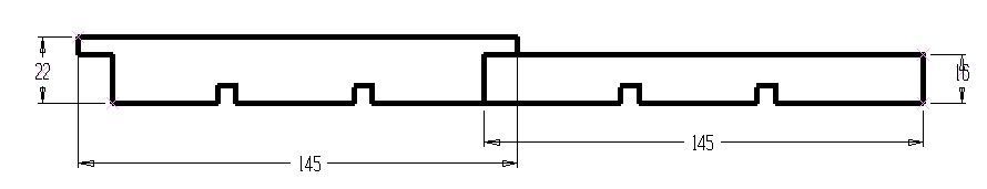 En sort/hvid tegning af et rektangel med mål på en hvid baggrund.