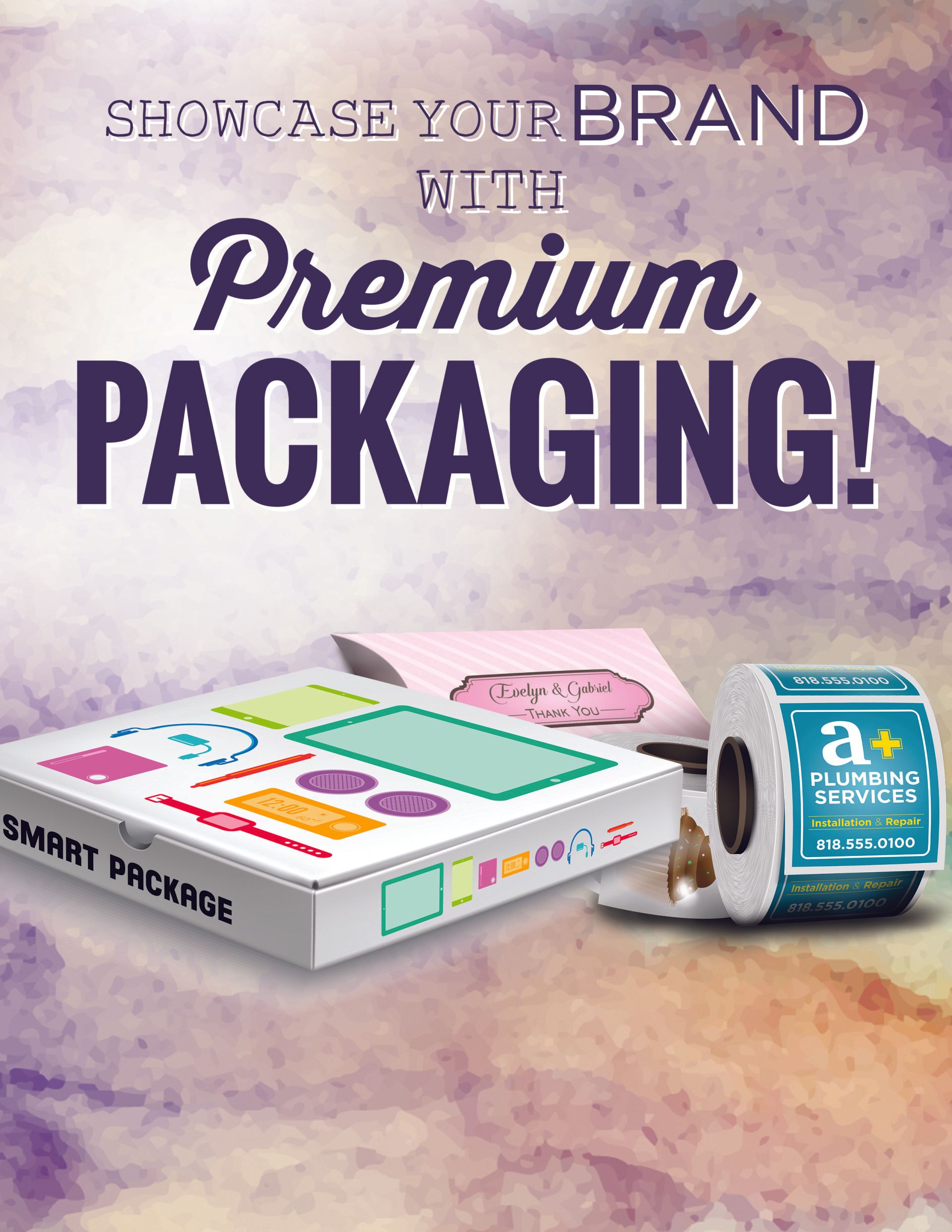 A poster that says `` showcase your brand with premium packaging ! ''