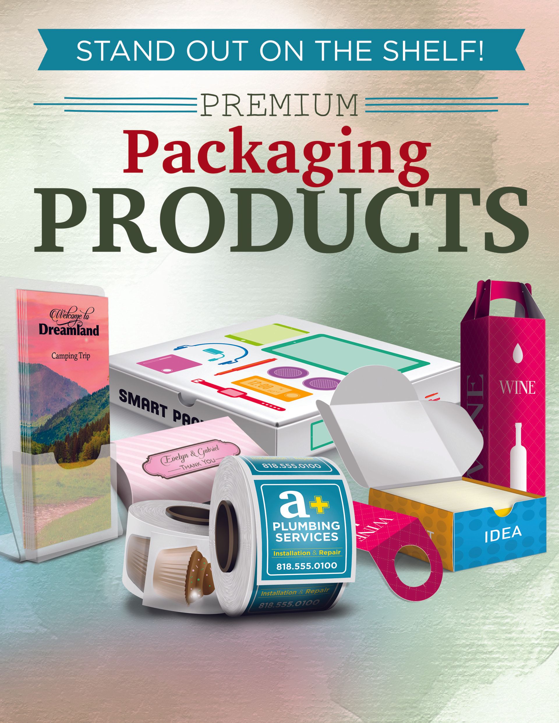 A poster that says premium packaging products on it