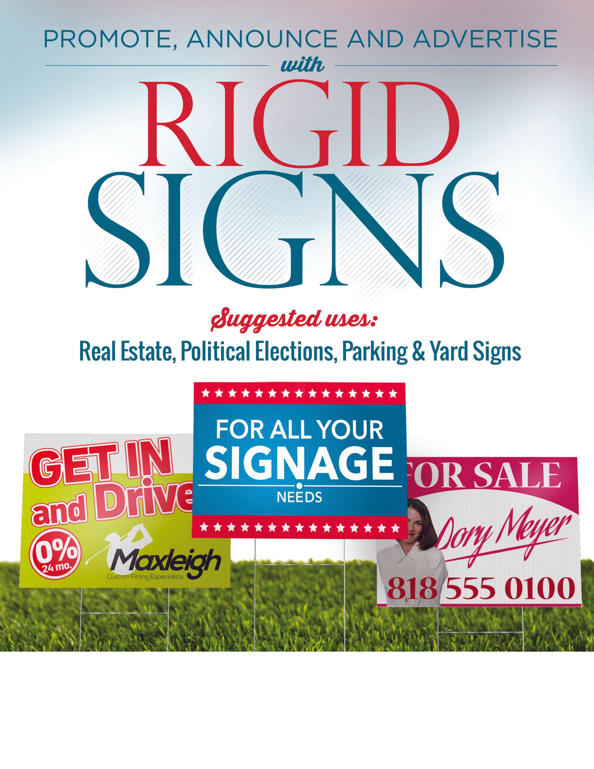 A poster that says ' rigid signs ' on it