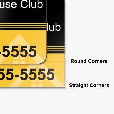 A yellow and black sign that says use club 55-5555