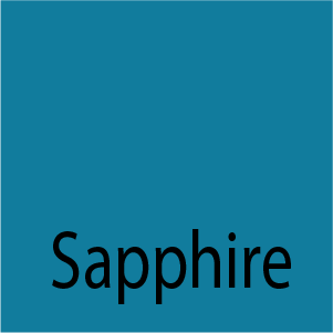 A blue square with the word sapphire on it