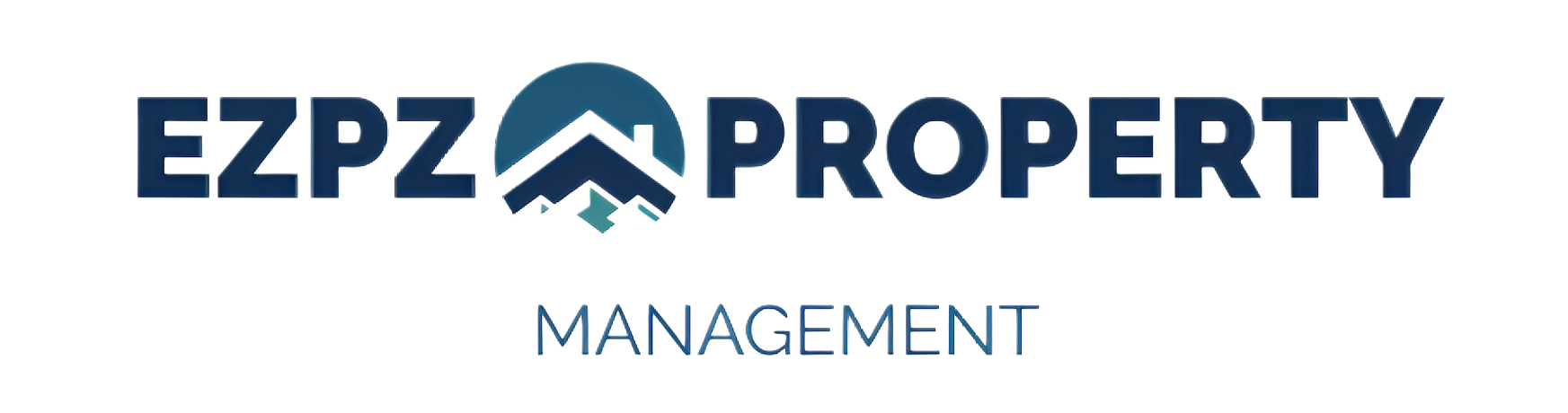 A blue and white logo for ezpz property management