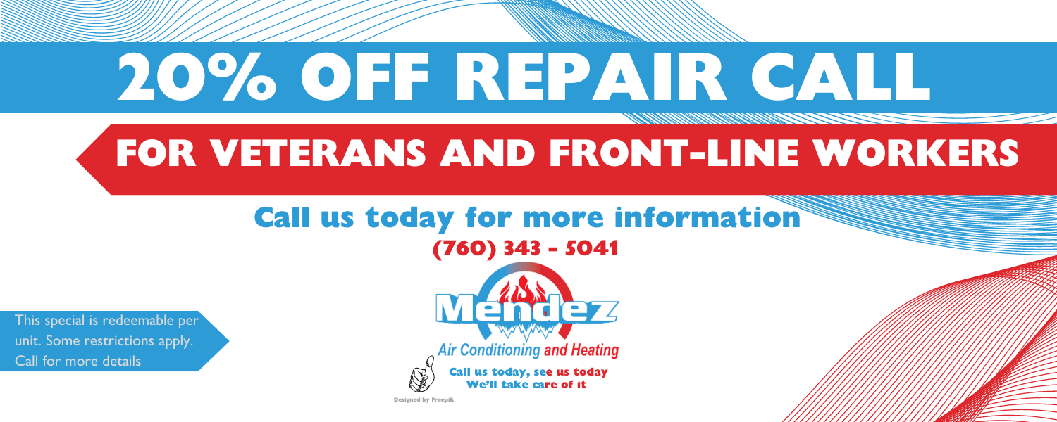 20% Off Repair Call Coupon — Thousand Palms, CA — Mendez Air Conditioning and Heating