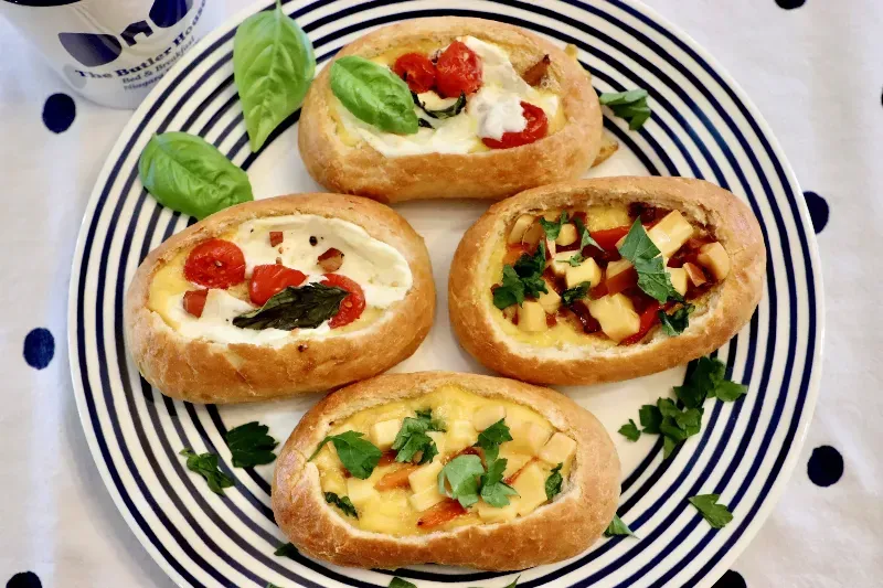 A plate of food with four different types of food on it.