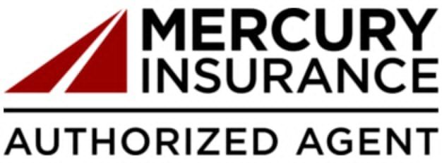 Mercury Insurance logo with a red triangle and text 