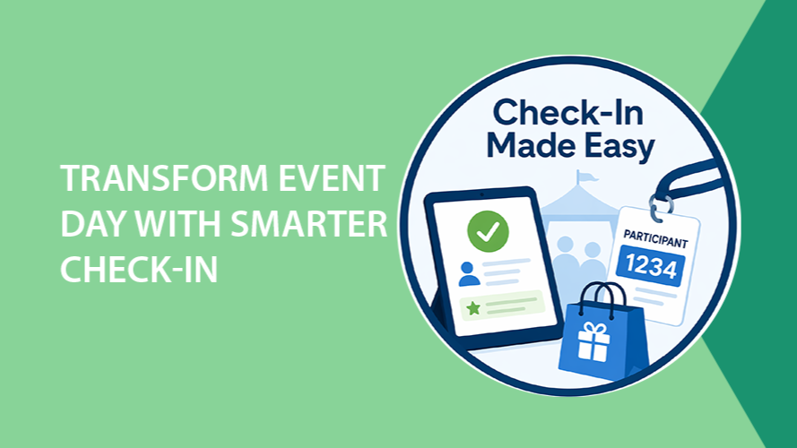 Promotional graphic for check-in app: green background, “Check-In Made Easy” text, phone and calendar icons.