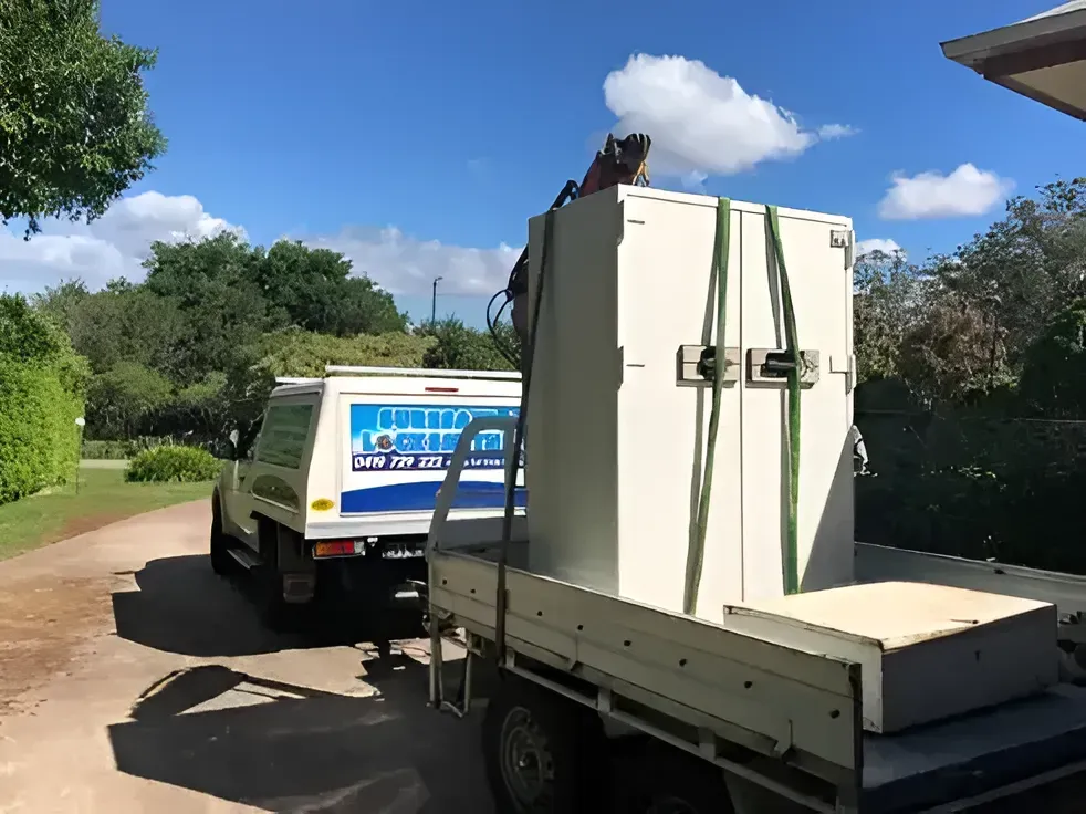 A Large, White Rectangular Object, Possibly a Safe or Appliance — Suresafe Locksmiths in Glenvale, QLD