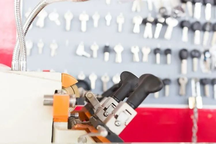 A Close Up of a Key Cutting Machine in a Locksmith Shop — Suresafe Locksmiths in Crows Nest, QLD
