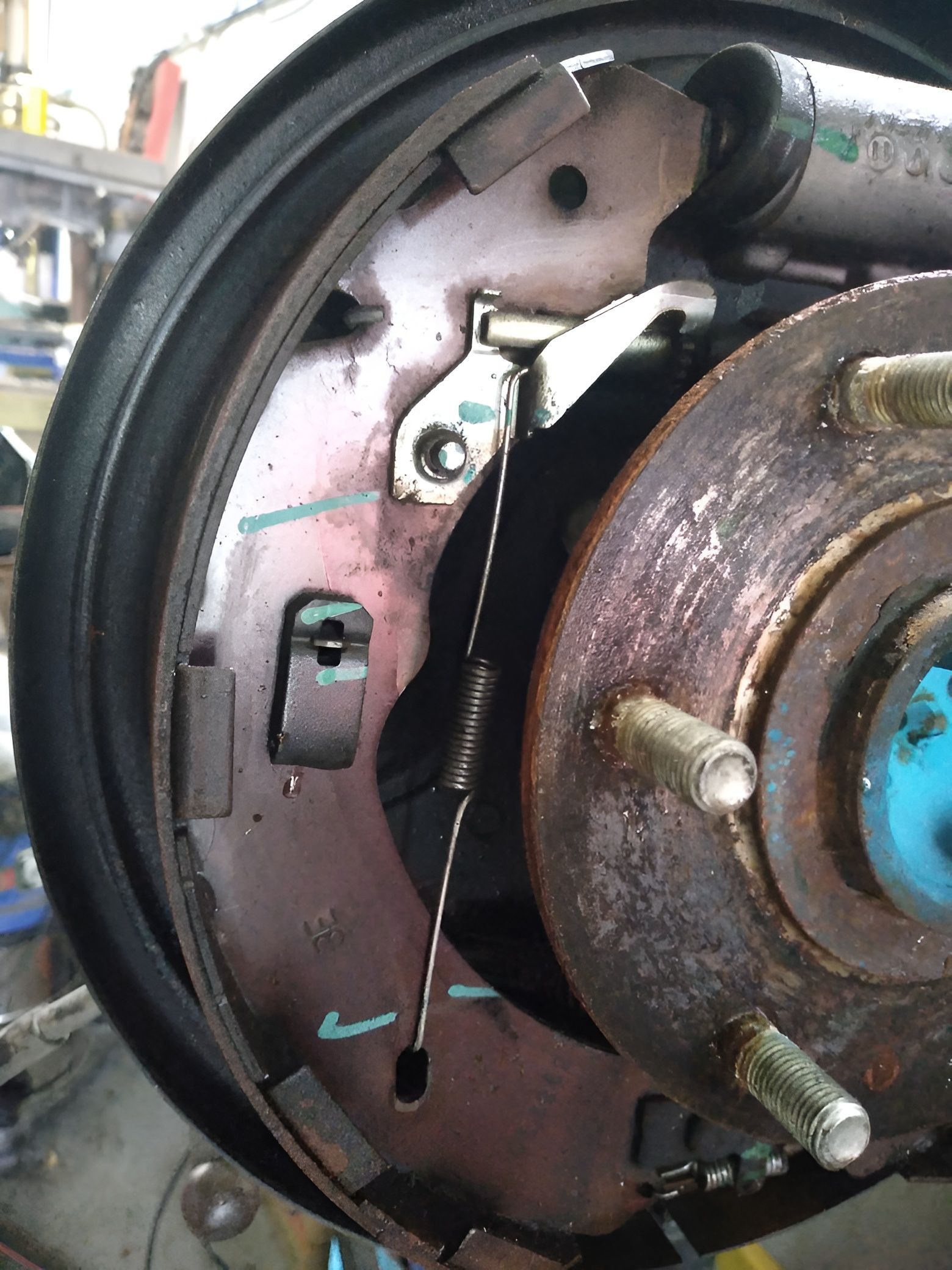 Drum Brake Assembly With Springs and Hardware Visible — Assassin Automotive Solutions in South Murwillumbah, NSW