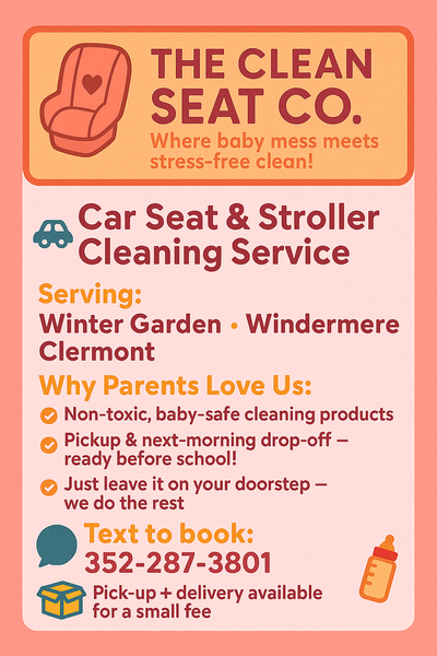 An advertisement for the clean seat co. where baby mess meets stress-free clean