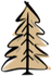A hand-drawn, minimalist stylized evergreen tree in beige with a thick black outline.