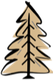 A hand-drawn, minimalist stylized evergreen tree in beige with a thick black outline.